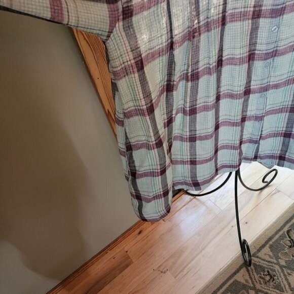 Elan Sz. M Long Sleeve Button Down Multicolored Oversized Shirt/Dress w pockets - Picture 4 of 15